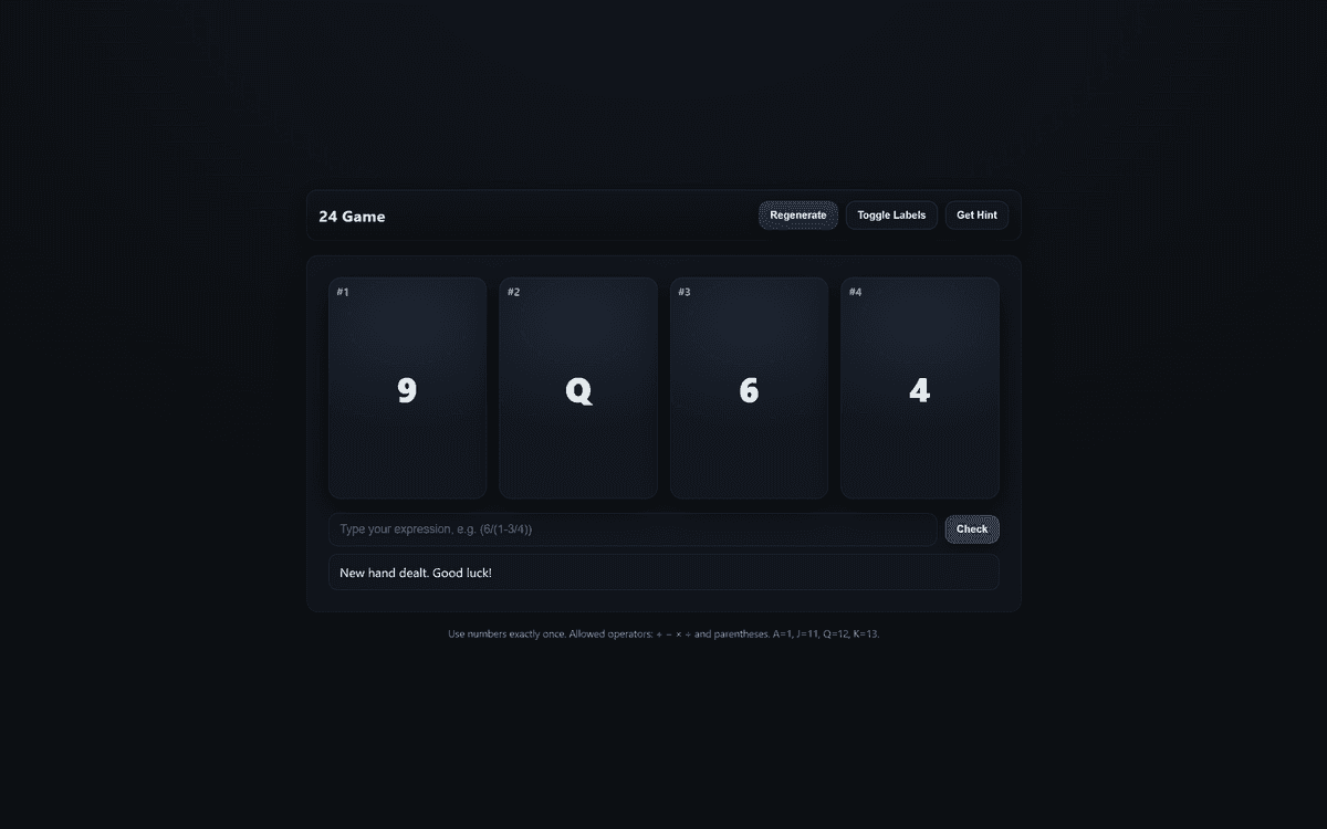 24 Puzzle Game