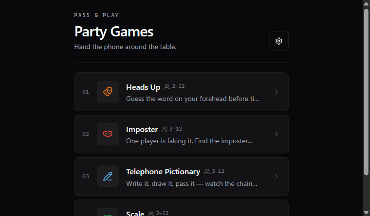 Party Games - Offline PWA